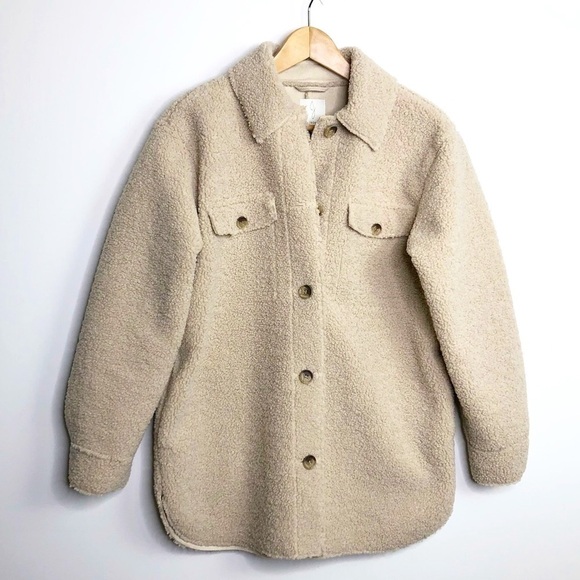 JOIE Sherpa Teddi fleece tan oversized Shacket - Picture 12 of 13